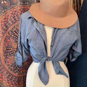 Blue Button-Up Women's Top